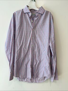 Twillory Pink and Light Blue Striped Men's Button-Down Shirt